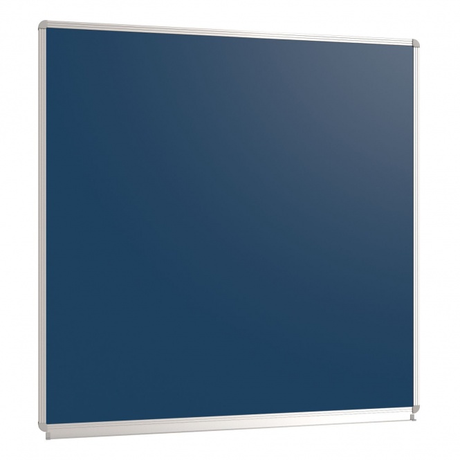 Wandtafel Stahlemaille blau, 100x100 cm, mit durchgehender Ablage, 